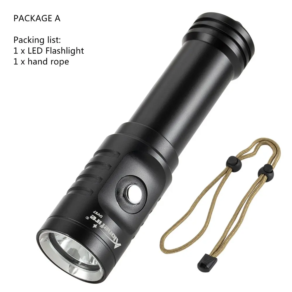 PACKAGE A Alonefire DV57 подводный дайвинг фонарик вспышка светильник водонепроницаемый XM L2 фонарь лампа - Испускаемый цвет: PACKAGE A