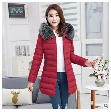 wine red 7XL, зимнее пальто для женщин, длинное, с хлопковой подкладкой, пуховики для девушек, с капюшоном, Красного размера плюс, свободные пальто, красочные, с меховым воротником, LZ916 - Цвет: wine red