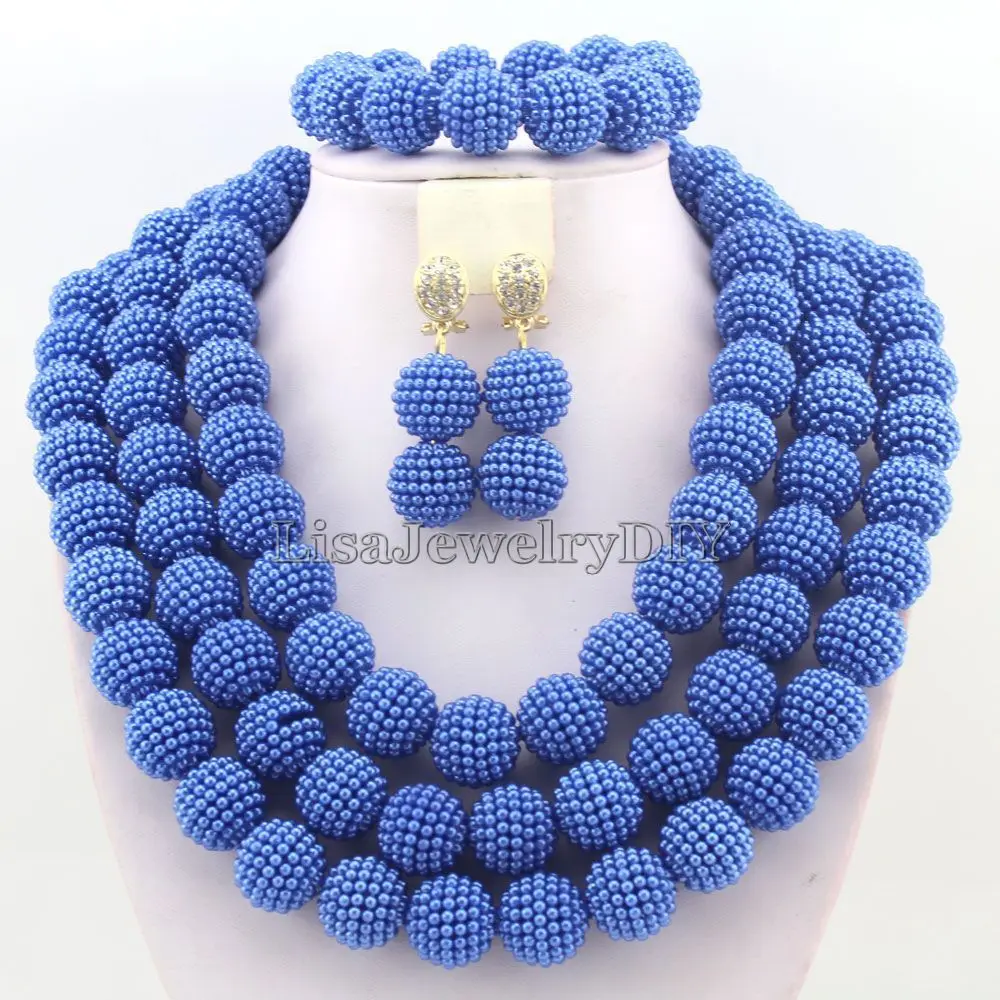 Newest Beads Nigerian Wedding Bridal Indian Beads Jewelry Sets African Jewelry Beads Necklace Sets HD4253