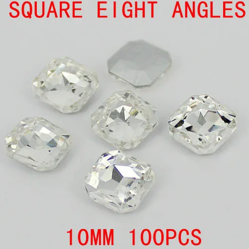 Квадратные с 8 углами хрустальные камни серебро фольга Точка Назад Свободные
