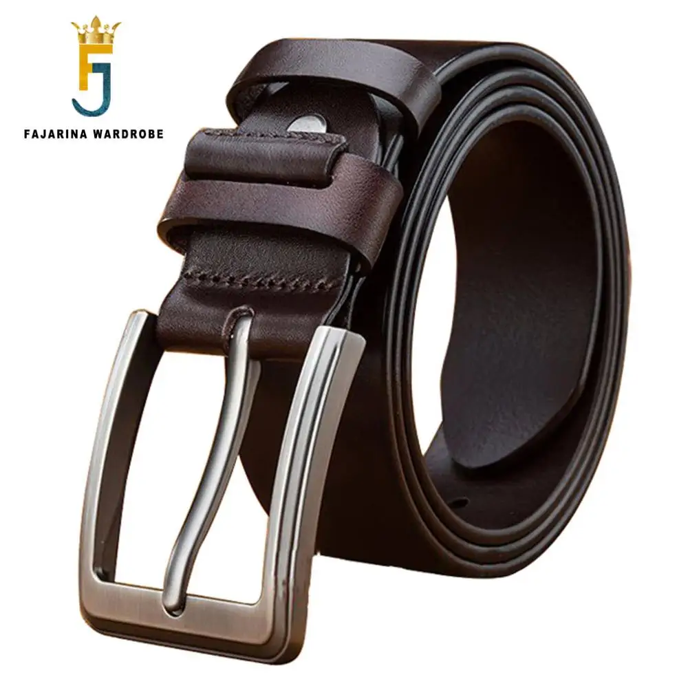 FAJARINA All-match Simple Styles Design Buckle Cowhide Belts Men Quality Genuine Leather Belt Accessories 130cm Length N17FJ610