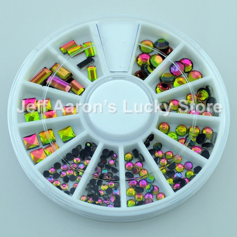 Flat black 3d nails accessoires rhinestone wheel for glitter nail art decorations round rectrangular square | Красота и здоровье
