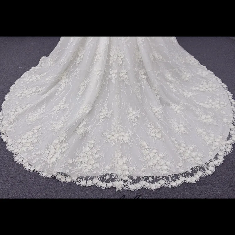 

2019 wedding dress ball gown 3D flower lace long train custom made high quality SJ105