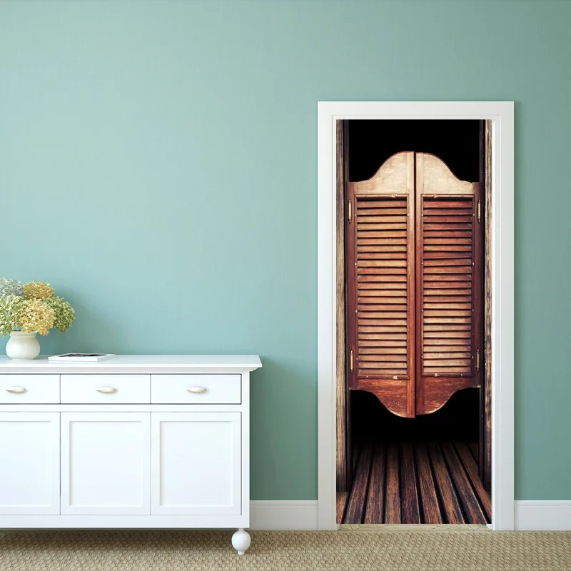 2 шт./набор Ретро наклейки на дверь с жалюзи сделай сам постер для дверей спальни