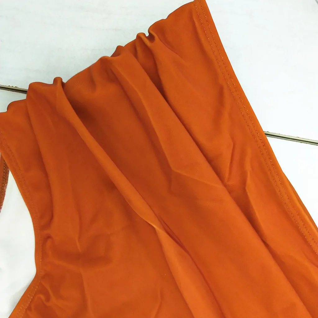 Ladies'one-shoulder бикини купальный костюм с измельченными листья лотоса Высокая талия волнующий раздельный купальник пляжный купальник A30325