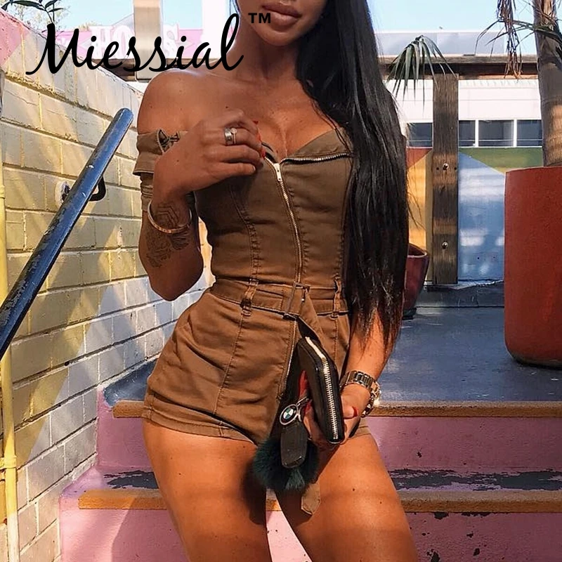 Женский комбинезон Miessial с открытыми плечами для фитнеса на молнии| |