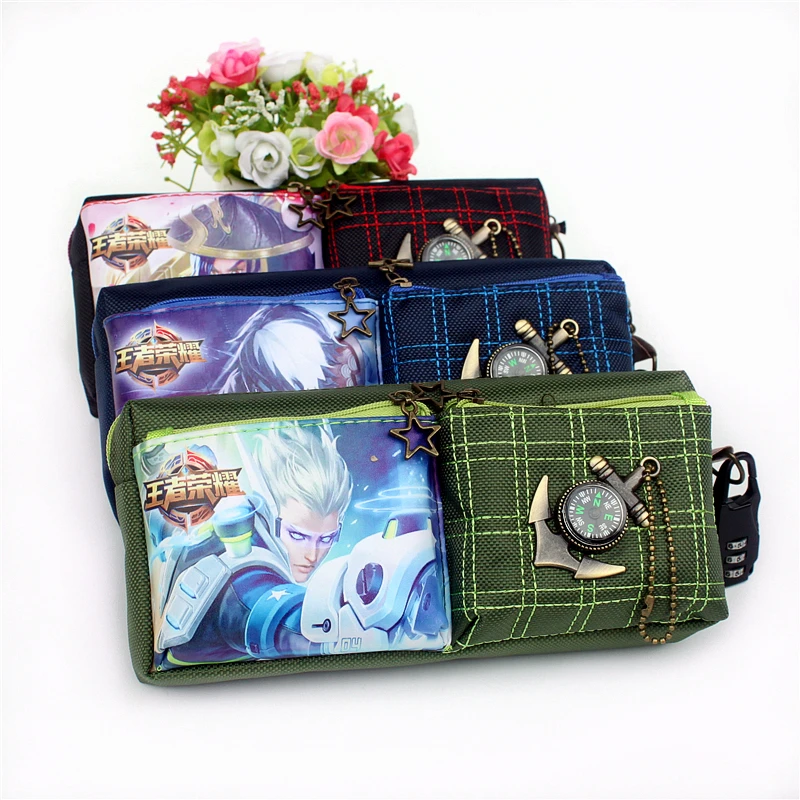 

1PC 3 layer zip cloth pencil bag Students large capacity stationery storage box Oxford cloth pencil case With a password lock