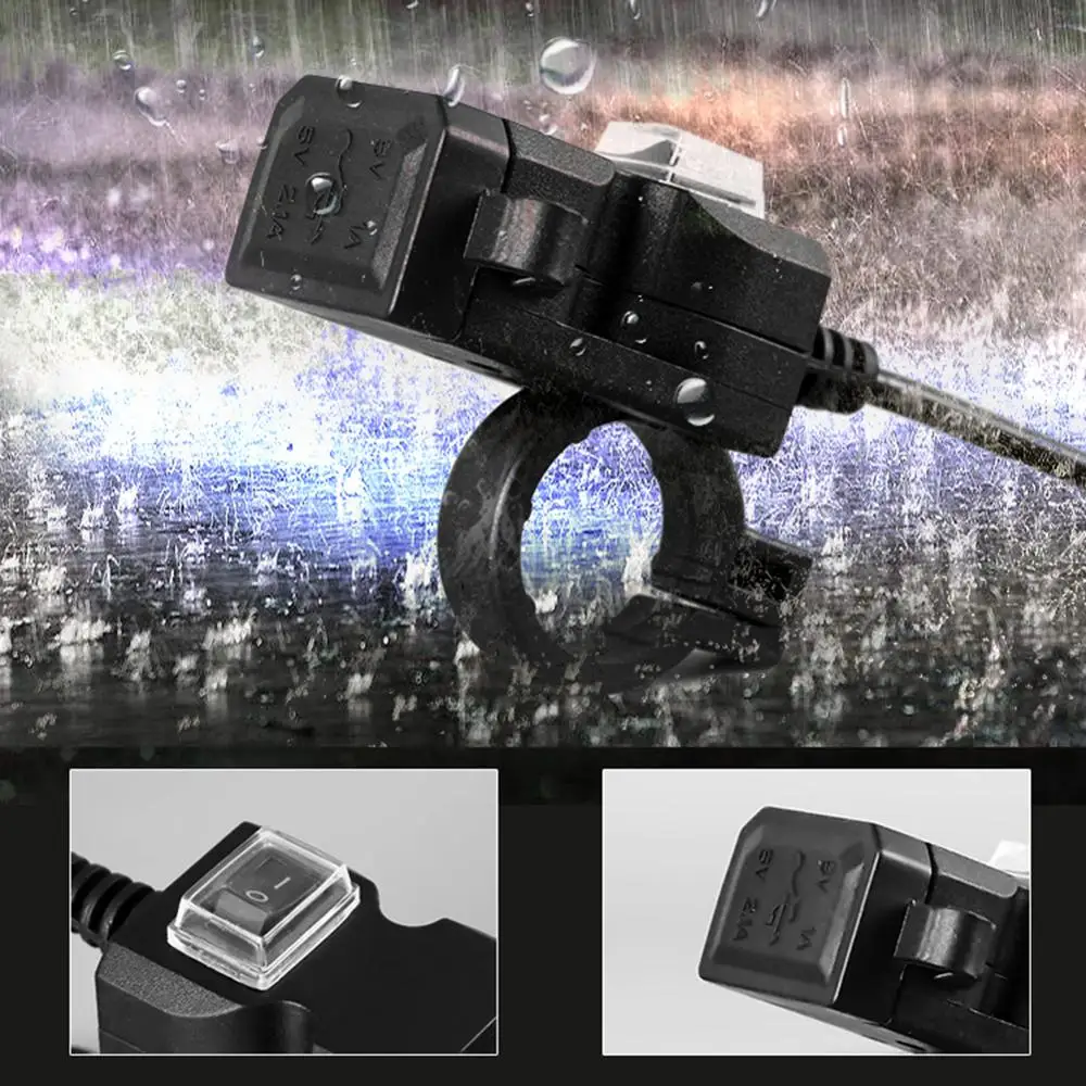 Двойной USB порт 12 в водонепроницаемый мотоцикл руль зарядное устройство 5 В 1A/2.1A адаптер питания Разъем для мобильного телефона