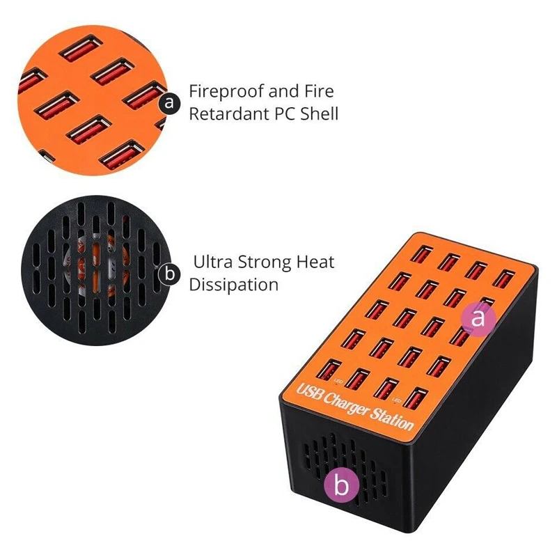 100W 20-Порты и разъёмы USB концентратор зарядная станция смарт стены Зарядное устройство адаптер США Plug Смарт зарядная станция для телефона концентратор компактный