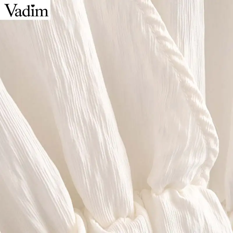 Vadim women sweet V neck backless palysuits elastic waist off shoulder design sashes female casual summer wear jumpsuits KB018 | Женская