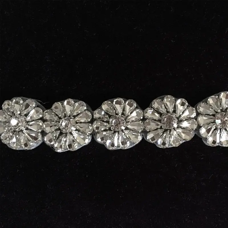 1 ярд свадебные стразы цветок аппликация для свадебного платья пояс | Аксессуары