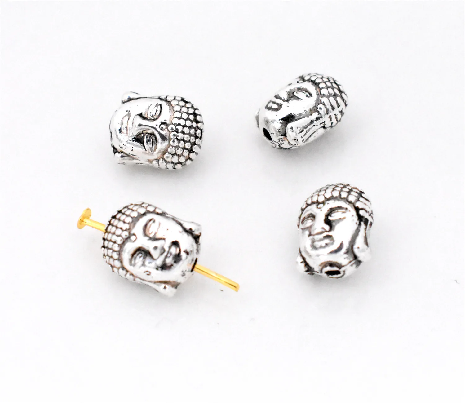 Новые модные 10 шт./лот 11x9x8 мм Античные посеребренные бусы-статуя Будды Подвески DIY