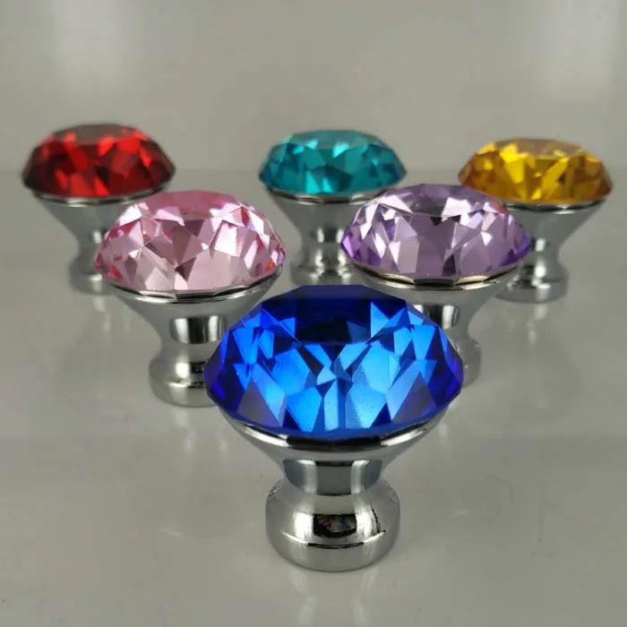 1 шт красочные 30 мм Хрустальные Ручки для шкафа ящик комод шкаф двери тянуть ручки