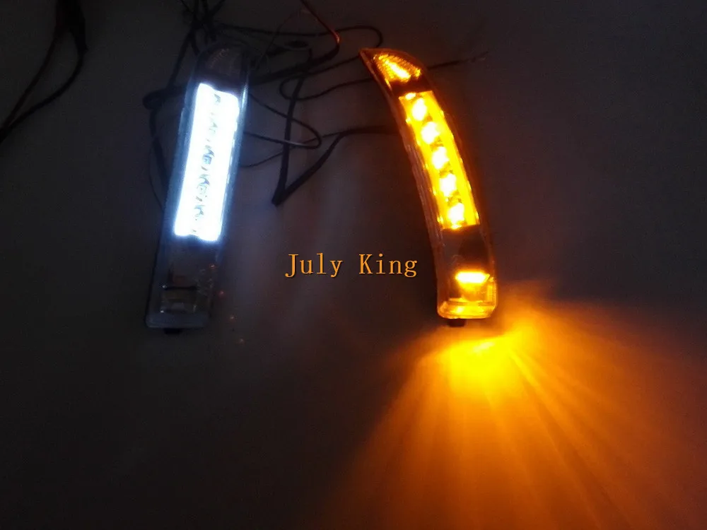 July King светодиодный зеркальный фонарь заднего вида; Белый DRL, желтые боковые поворотники, белый чехол для наземной лампы для Ford Kuga Escape 2013~ ON