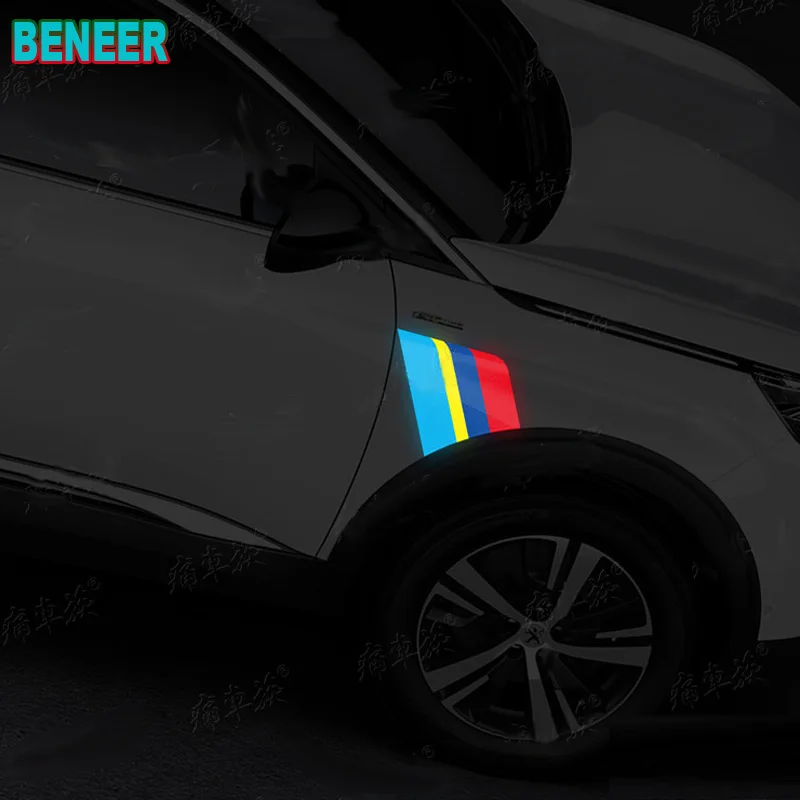 2 шт./лот Светоотражающие Кузов Стикеры для peugeot 206 208 301 307 308 407 508 2008 3008 автомобильные аксессуары
