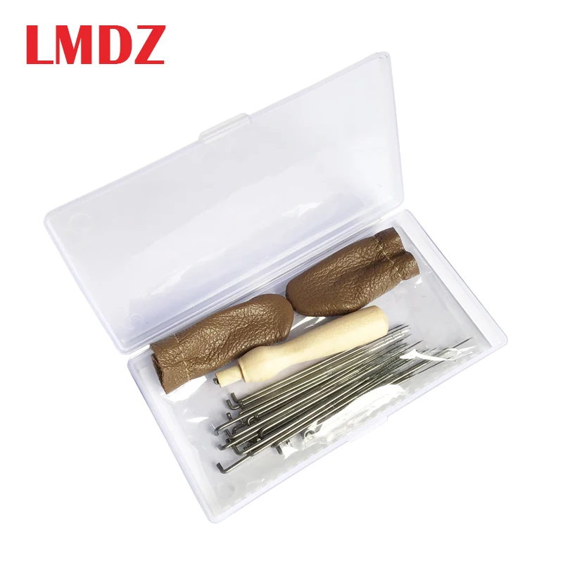 LMDZ 34 шт. войлочные иглы Набор 3 размера иглы для валяния шерсть DIY ремесло войлочные инструменты с деревянной ручкой и кожаные пальчиковые кроватки