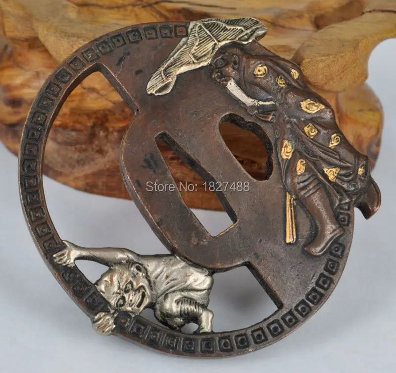 Аксессуары для японского самурайского меча медная катана tsuba #16-призраки и боги