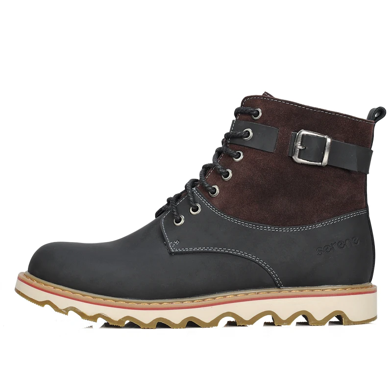 Спокойный 2017 Зима Повседневная Мужская обувь кожа шить высокие туфли на шнуровке