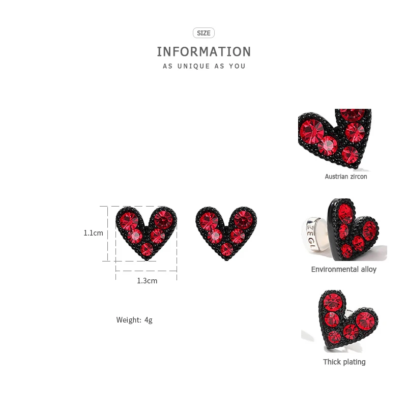 ZEGL Love Earrings Women's Red Stud Fall Winter | Украшения и аксессуары
