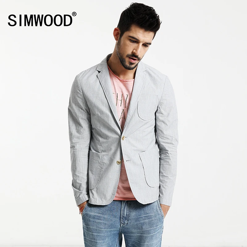 SIMWOOD 2018 осень зима Новый Повседневное пиджаки Для мужчин 100% натуральный хлопок