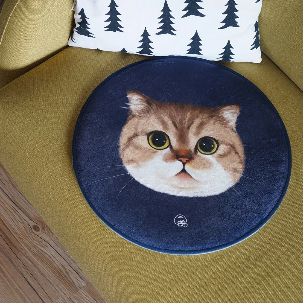 Welcome round floor mats cartoon cushion cute cat face printed carpets soormats for kitchen bathroom living room snti-slip pad | Дом и сад