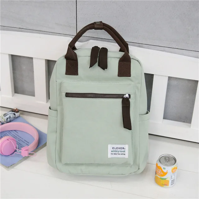 green Рюкзак женский модный водонепроницаемый ткань Mochila путешествия рюкзак школьный студенческий мешок ноутбук Книга сумка для хранения - Цвет: green