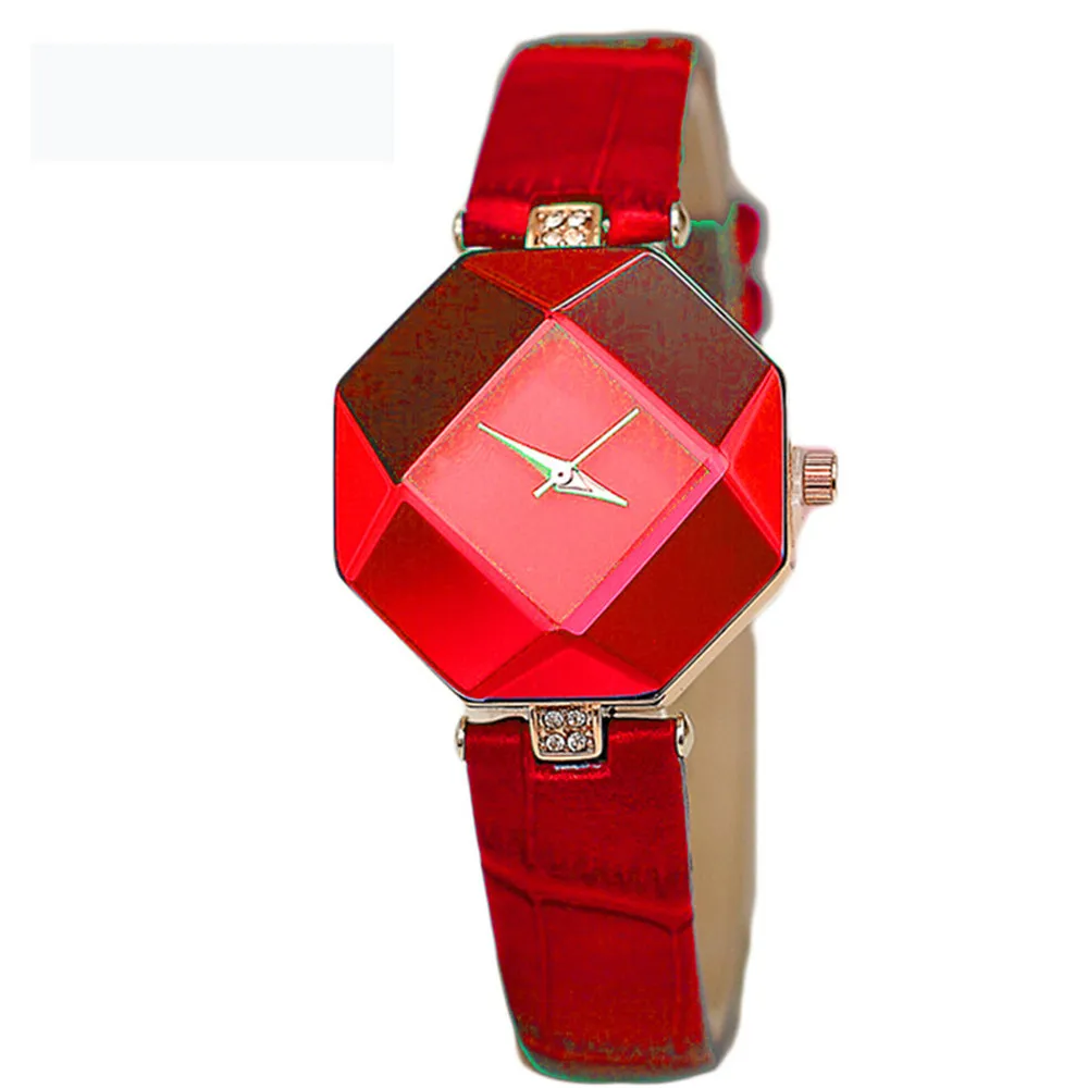 Women Watches Gem Cut Geometry Crystal Leather Quartz Wristwatch Fashion Dress Watch Ladies Gifts Clock Relogio Feminino 5 Color | Наручные