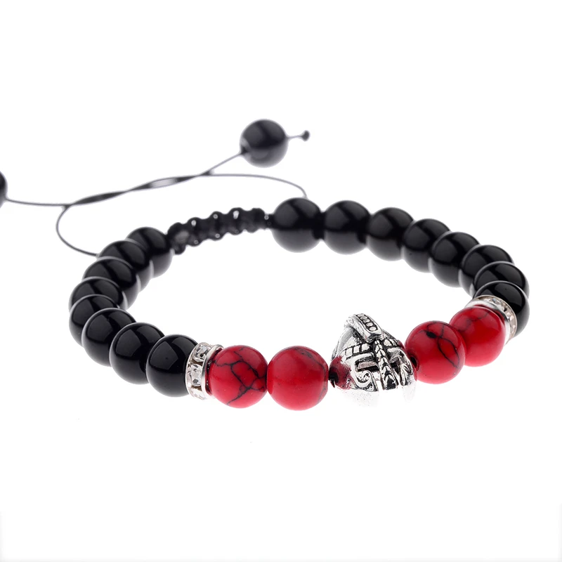 Мужской регулируемый браслет с натуральным камнем и бусинами|helmet bracelet|bracelet