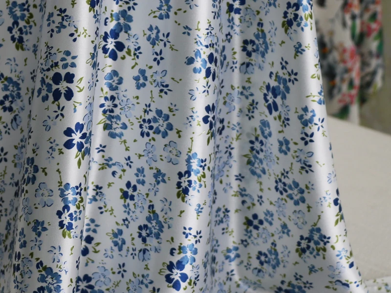 1 meter X 1.48 Tilda Floral Satin Fabric Soft Scarf Charmeuse Material |