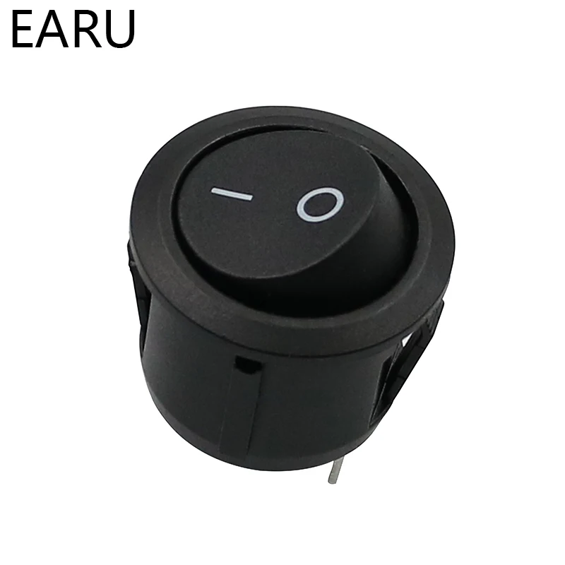 10 шт. AC 6A 10A 250V On Off Snap SPST круглая лодка клавишный переключатель черный 2 контактный