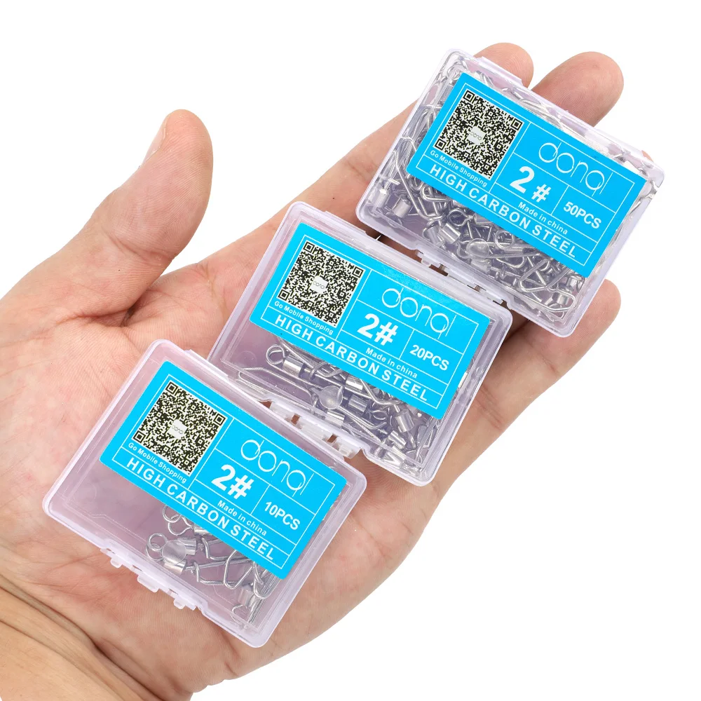 

DONQL 10/20/50pcs Fishing Rolling Swivels Connector with T shape Snap 2#-10# For Fishhook Lure Tackle Carp Fishing Accessories