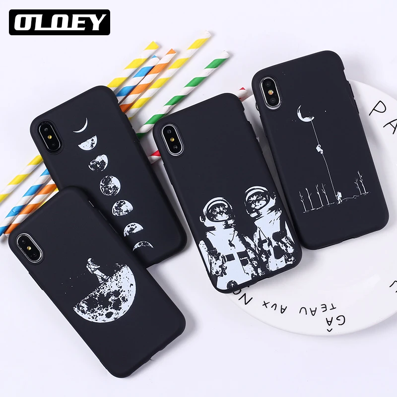 

Fashion Space Love Moon Astronaut Cat Soft Silicone Printed Case For iPhone 14 14ProMax 14Plus 13Promax 13 12 11 Fundas
