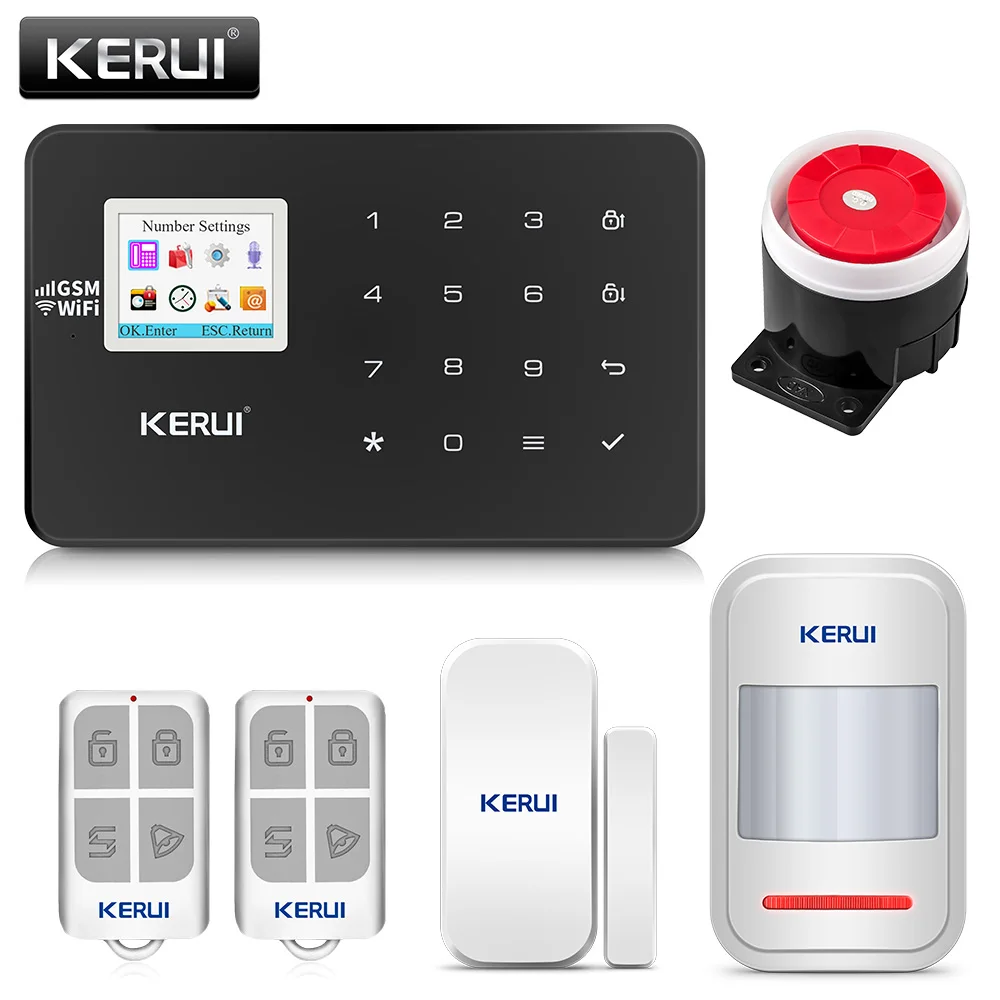 KERUI W18 1,7 дюймов TFT экран wifi GSM домашняя охранная сигнализация детектор движения приложение контроль пожарный детектор дыма Сигнализация - Цвет: KIT1 Black