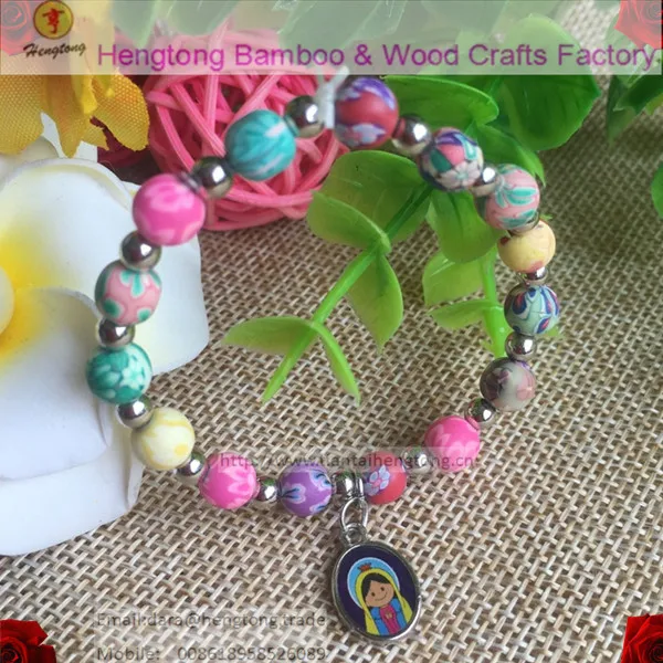 Эластичный браслет с бусинами из полимерной глины 10 дюймов 6 мм|bracelet with|rosary