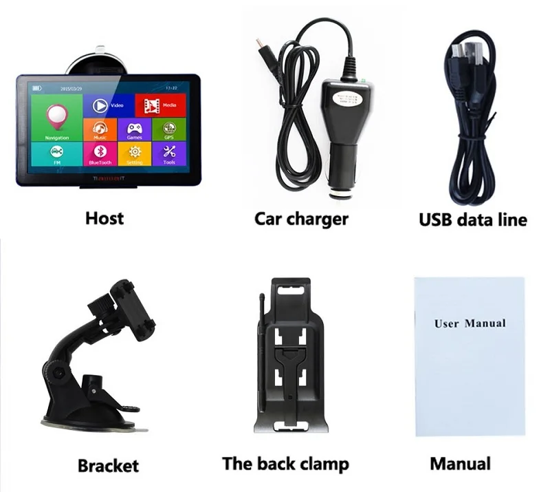 Автомобильный GPS навигатор HD 7 дюймов емкостный экран Bluetooth FM встроенный 8 Гб/256 м