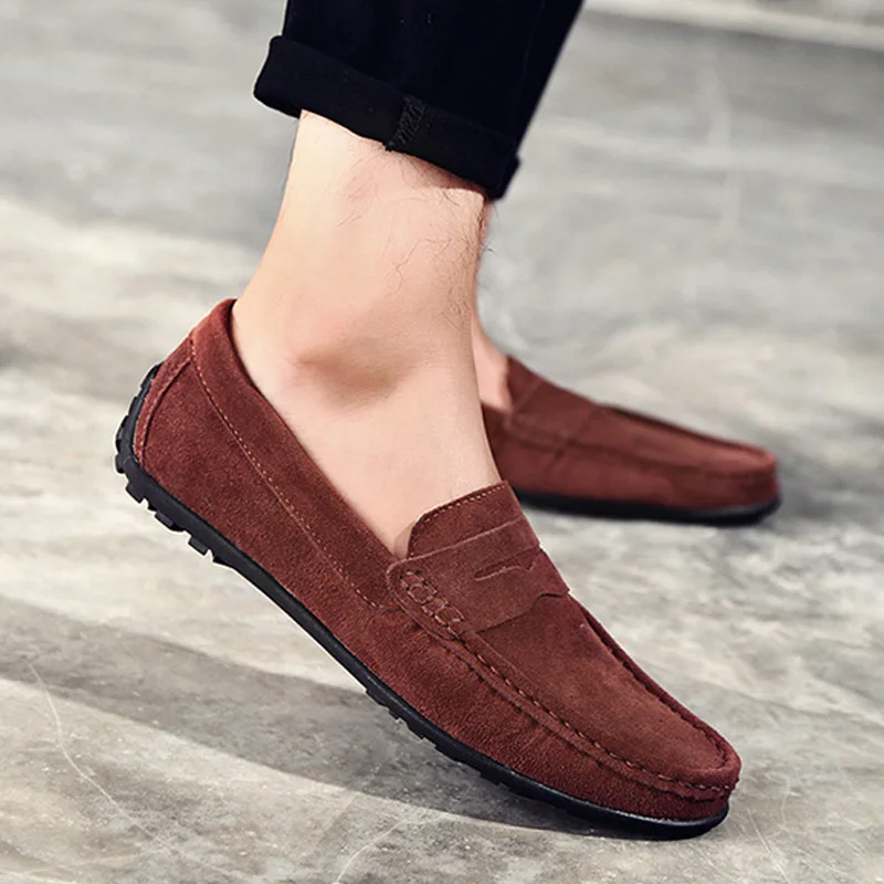 Men Casual Shoes Fashion Male Suede Leather Loafers leisure Moccasins Slip On Men's driving Flats Plus Size 47 | Обувь