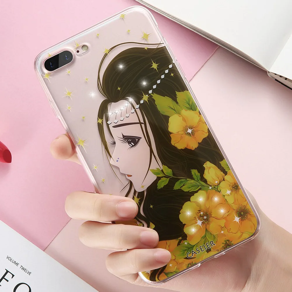 Caseier diamond Чехол для iPhone 5 5S SE задняя крышка блеск Обувь девочек с рисунком Мягкие TPU