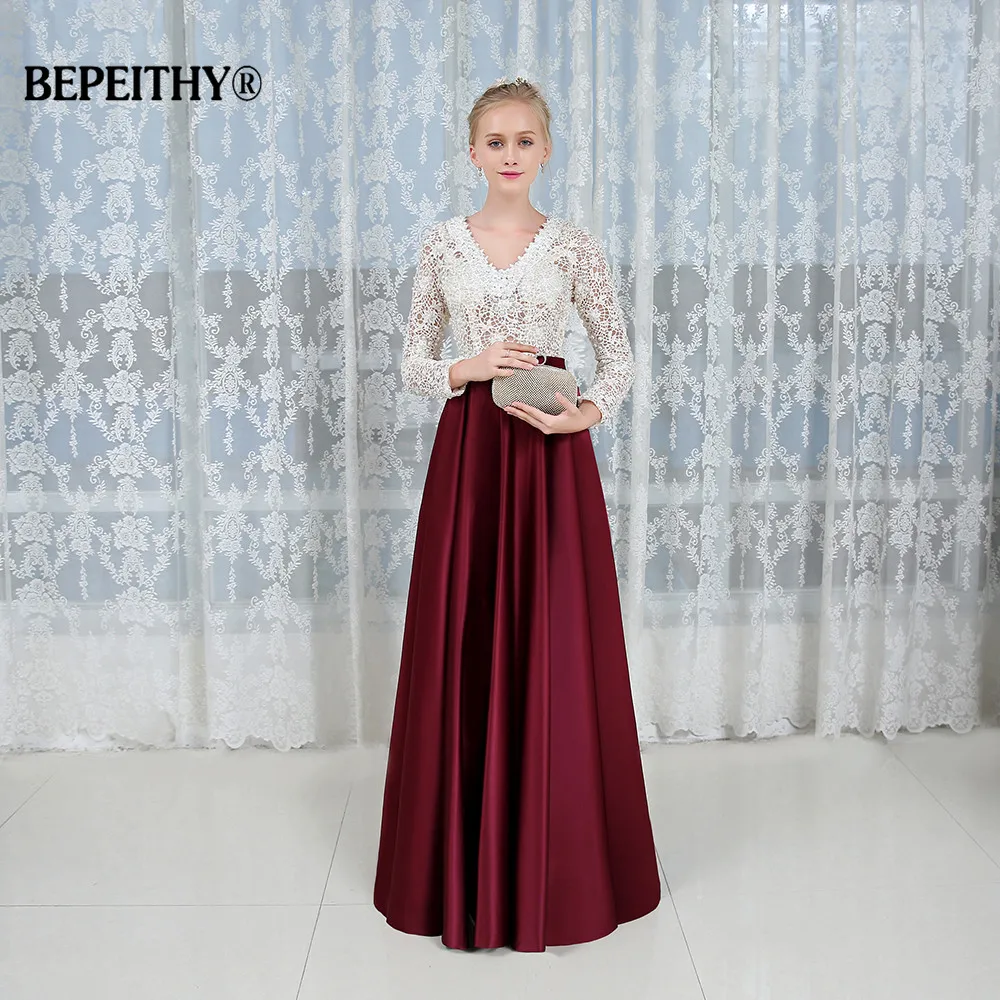 Robe De Soiree кружевное длинное платье с длинными рукавами для выпускного вечера 2019