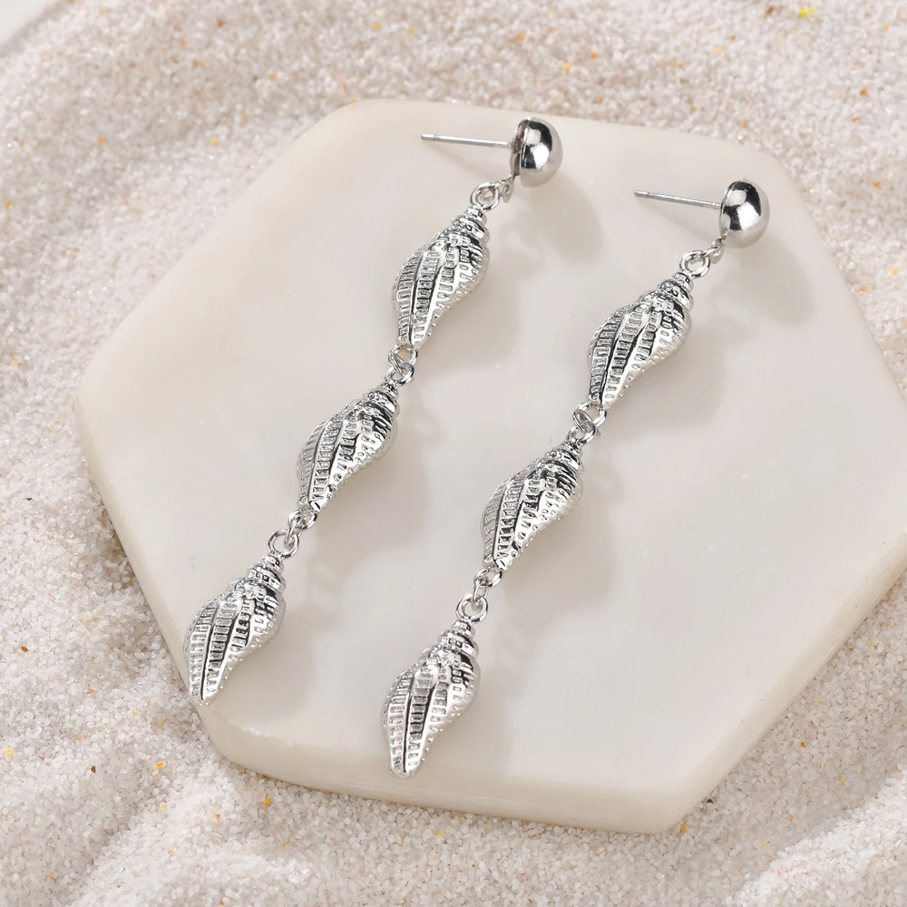 Женские серьги-подвески в виде ракушек серьги золотого и серебряного цвета с