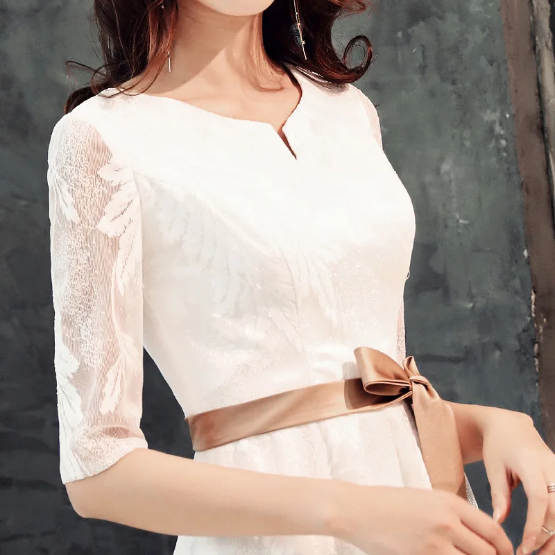 Белое китайское Восточное Свадебное женское платье с v-образным вырезом и