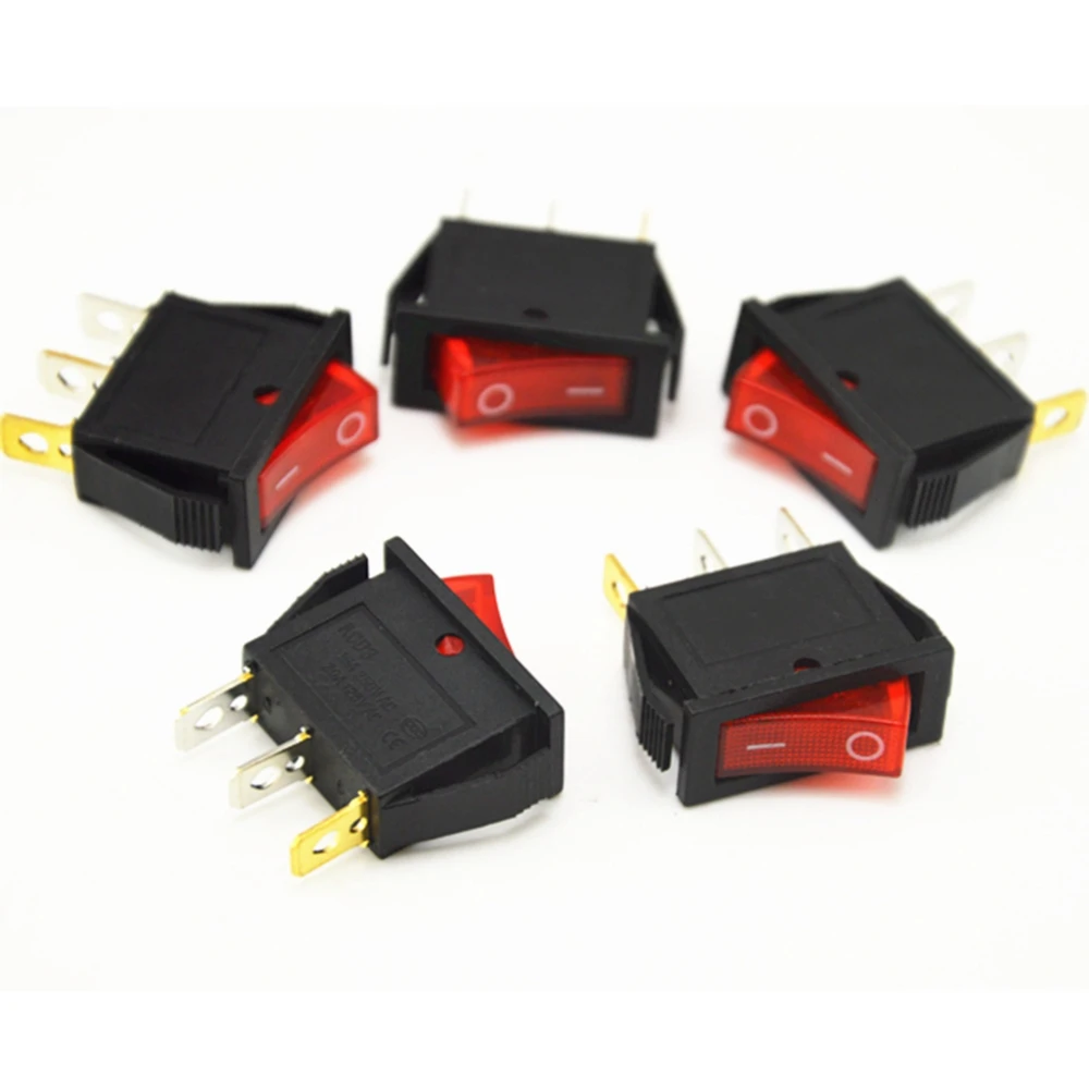 

Universal 5pcs On/Off Red Rocker Switch Car Dash Boat Toggle Switch 3 feet 2 files rocker switch 16A 250V 20A 125V