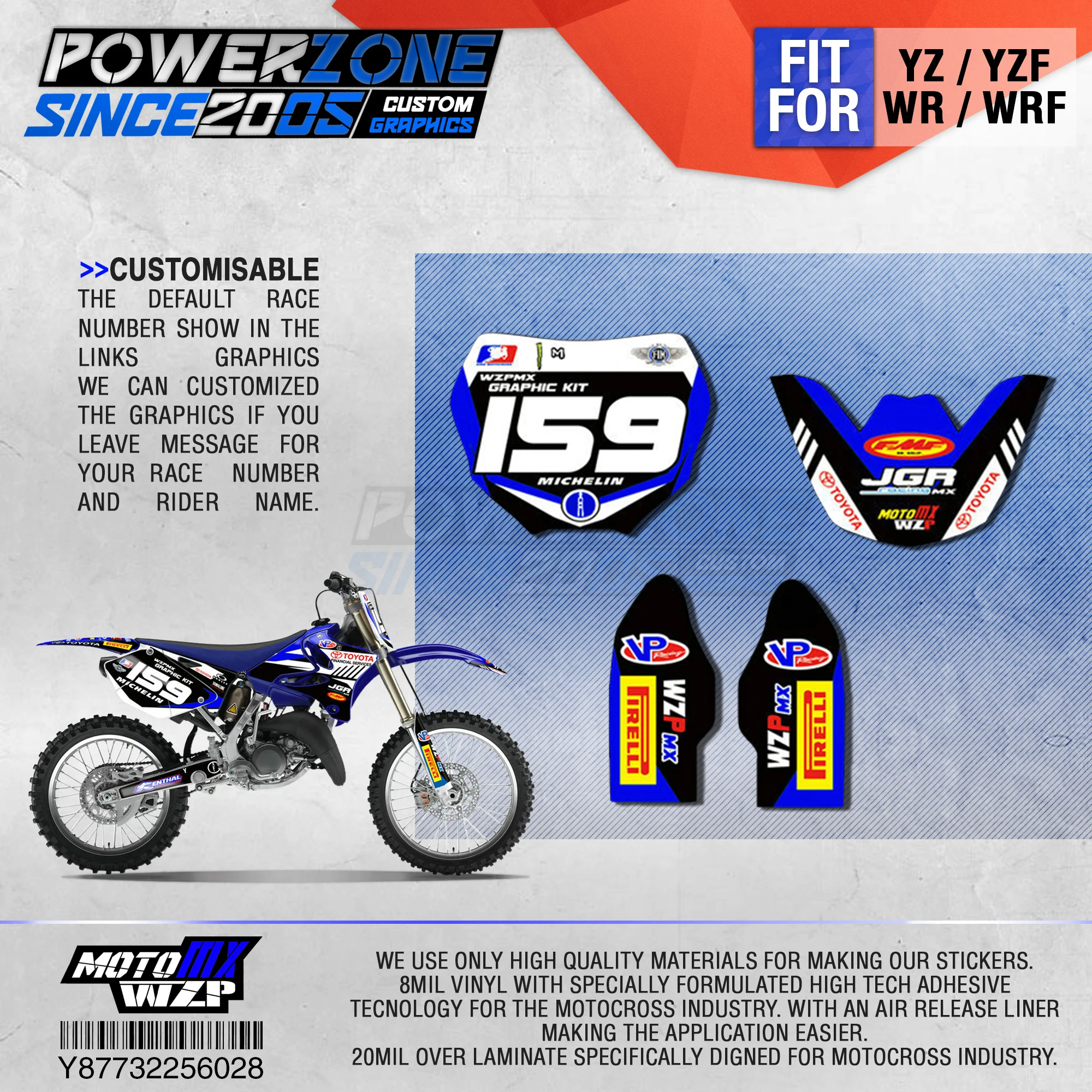 PowerZone графика команды на заказ фоны наклейки 3 м пользовательские для YAMAHA