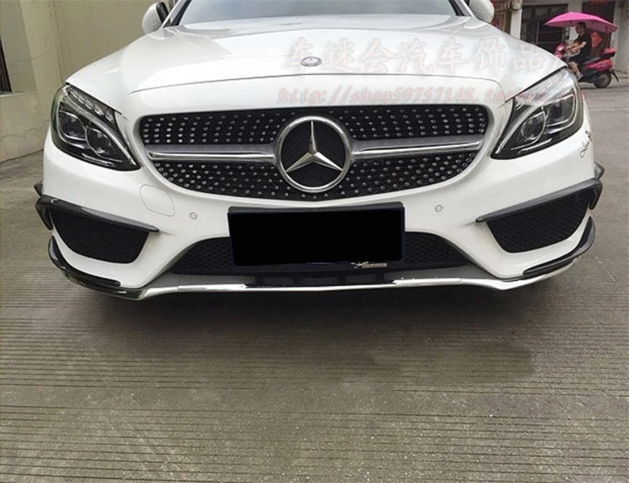 Передний спойлер для губ из углеродного волокна Mercedes Benz W205 C180 C200 C260 C300 C350 C63 AMG