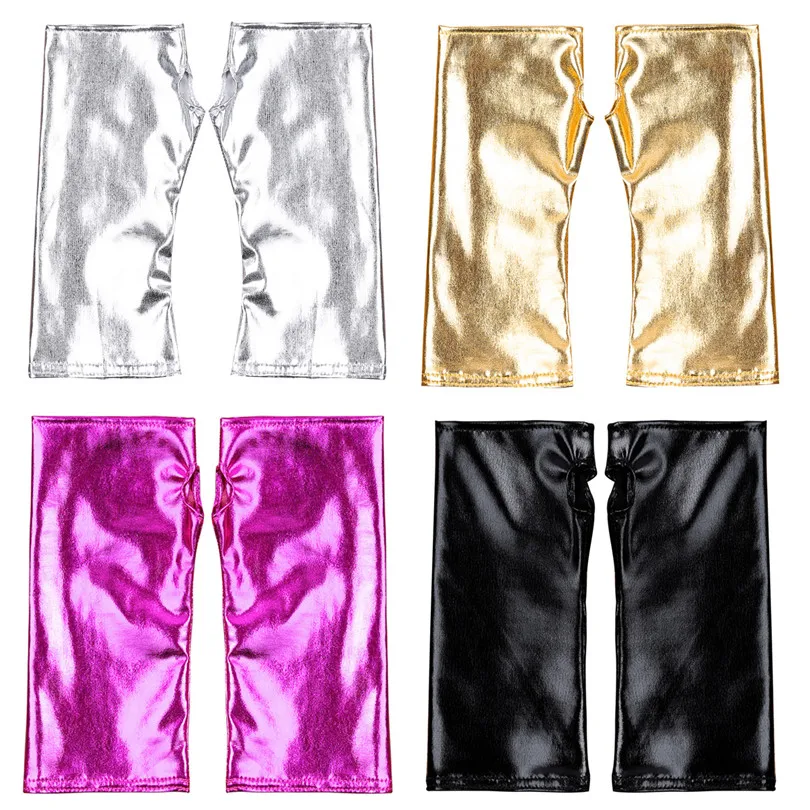 1 пара женские Мини перчатки из лакированной кожи без пальцев|gloves mittens|gloves halffashion