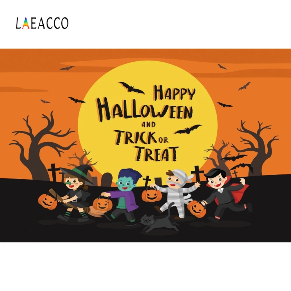 Фоны Laeacco с ведьмой призраком черной кошкой старым замком на Хэллоуин для