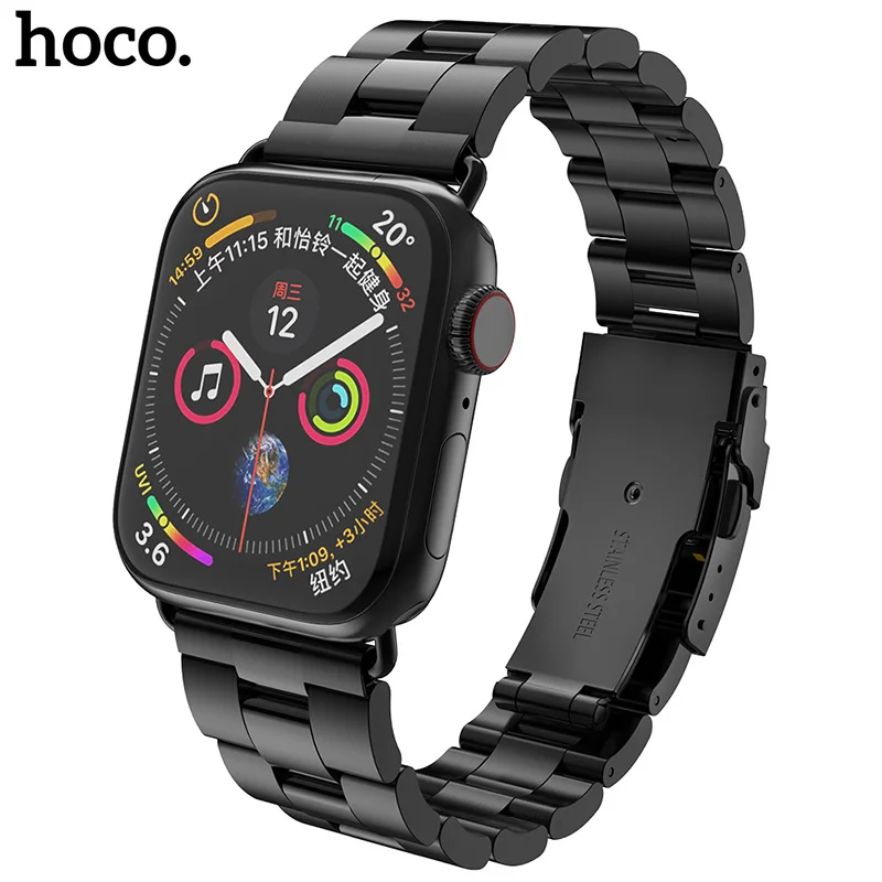 HOCO 2020 ремешок из нержавеющей стали для Apple Watch SE Band 40 мм 44 с двойной пряжкой