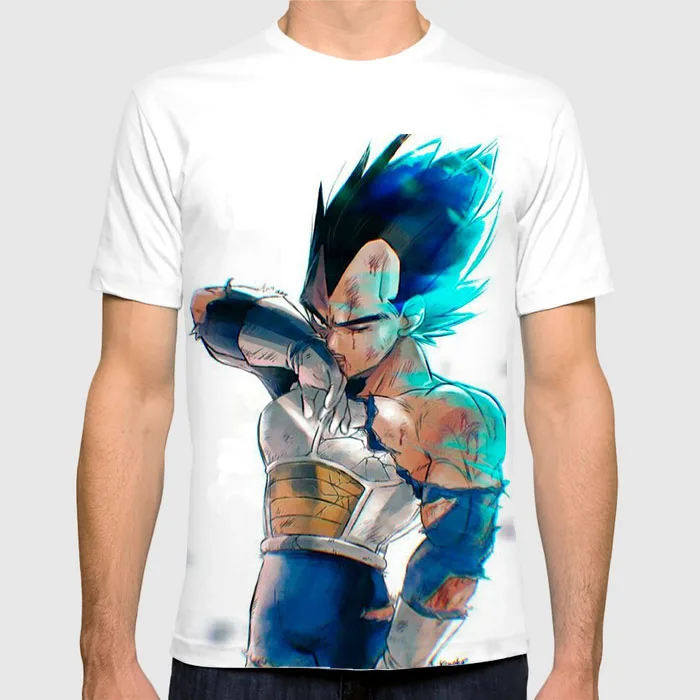 Плюс Размеры Для мужчин новая мода японского аниме Гоку принт летние топы Dragon Ball