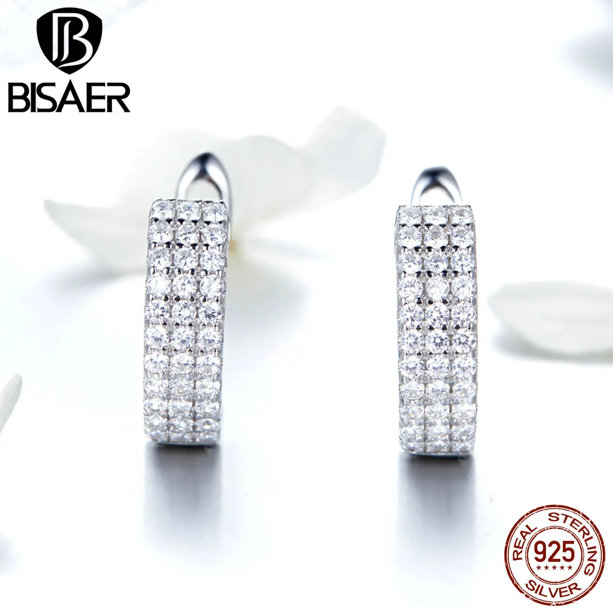BISAER 100% Серебро 925 пробы классические простые геометрические маленькие женские