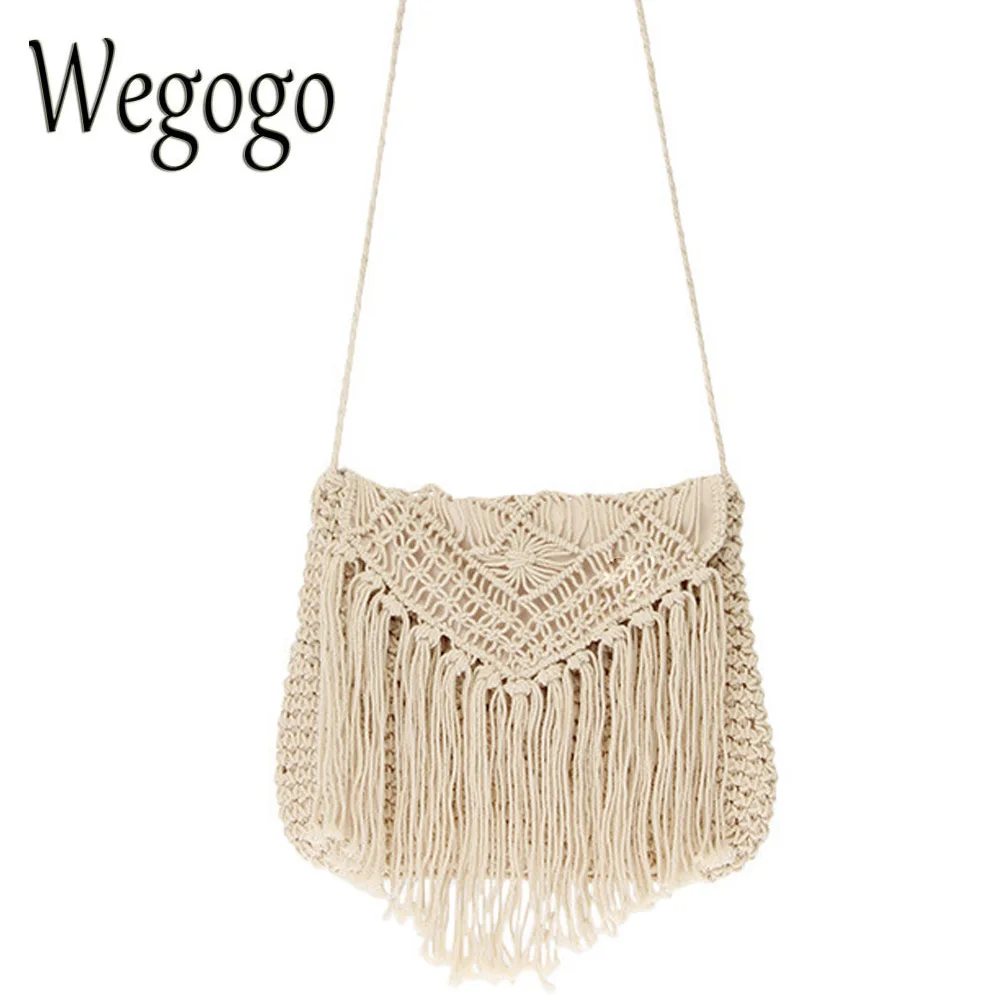 Винтажная женская сумка ручной работы вязаная крючком тесьма с бахромой