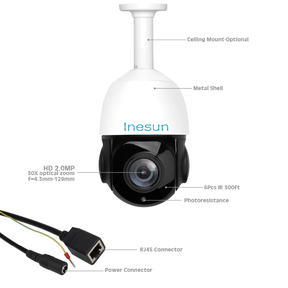 

PTZ- Inesun, IP- , 30- , 5 , Dahua Hikvision